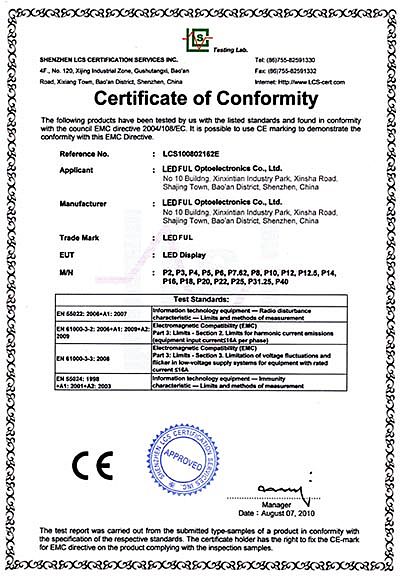 LEDFUL Passed CE and RoHS in June and July 2010